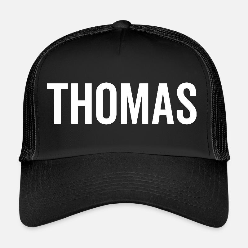 Thomas Custom Name Schriftart Text Geburtstag - Trucker Cap - Schwarz/Schwarz
