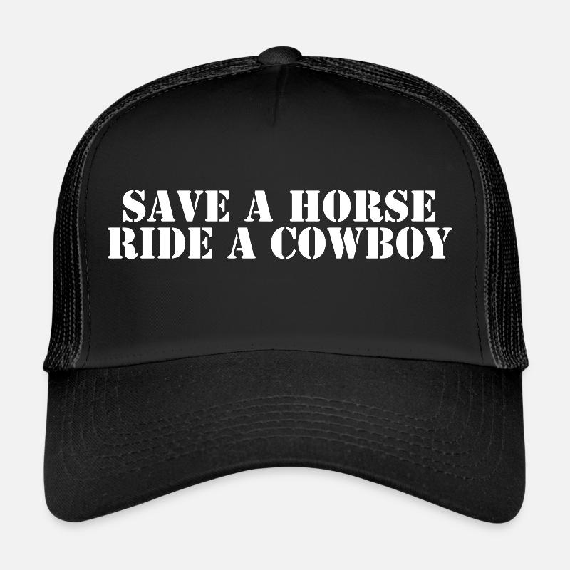Rette ein Pferd Reiten Sie einen Cowboy - Trucker Cap - Schwarz/Schwarz