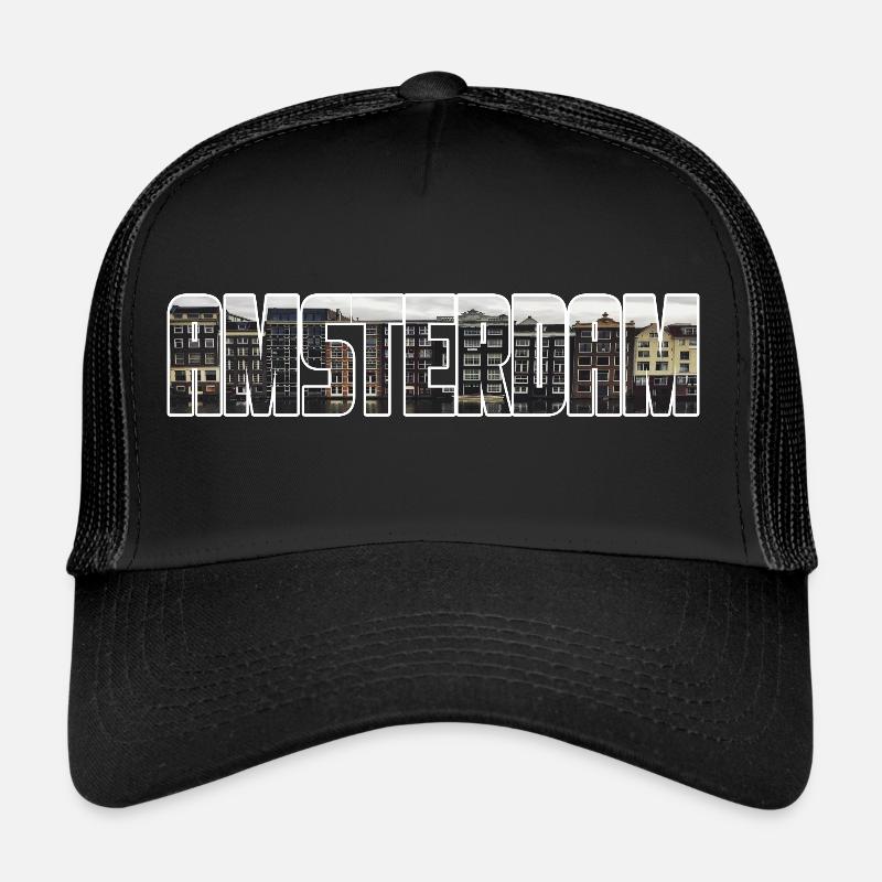 Geschrieben AMSTERDAM - Trucker Cap - Schwarz/Schwarz