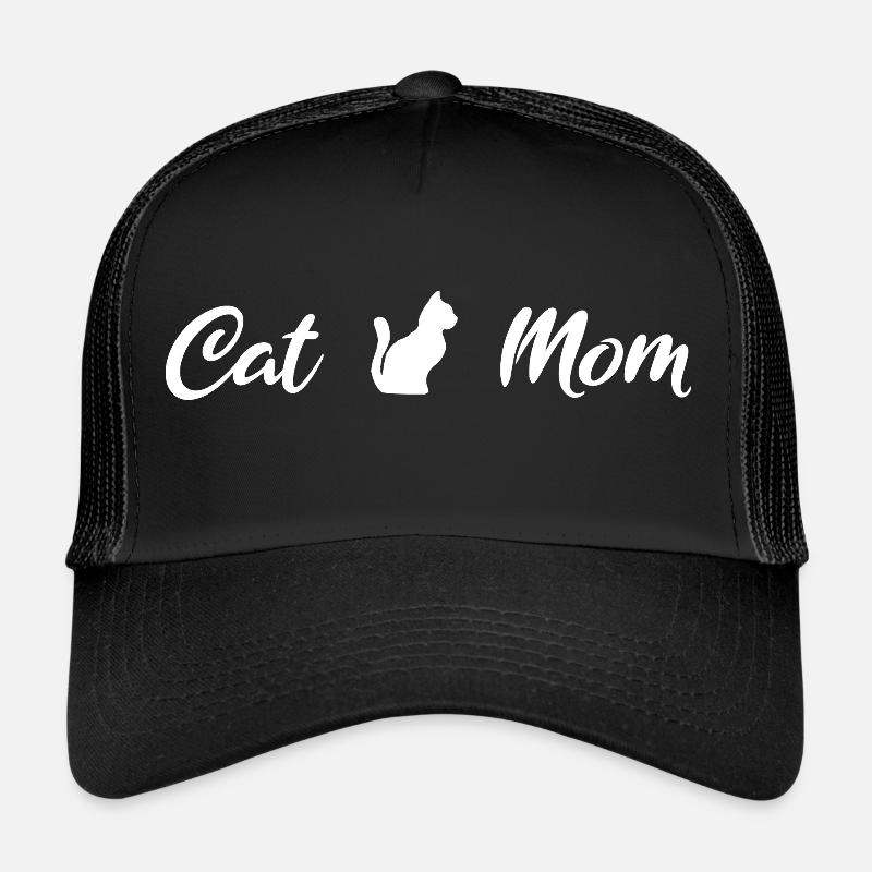 Cat Mom White - Trucker Cap - black/black