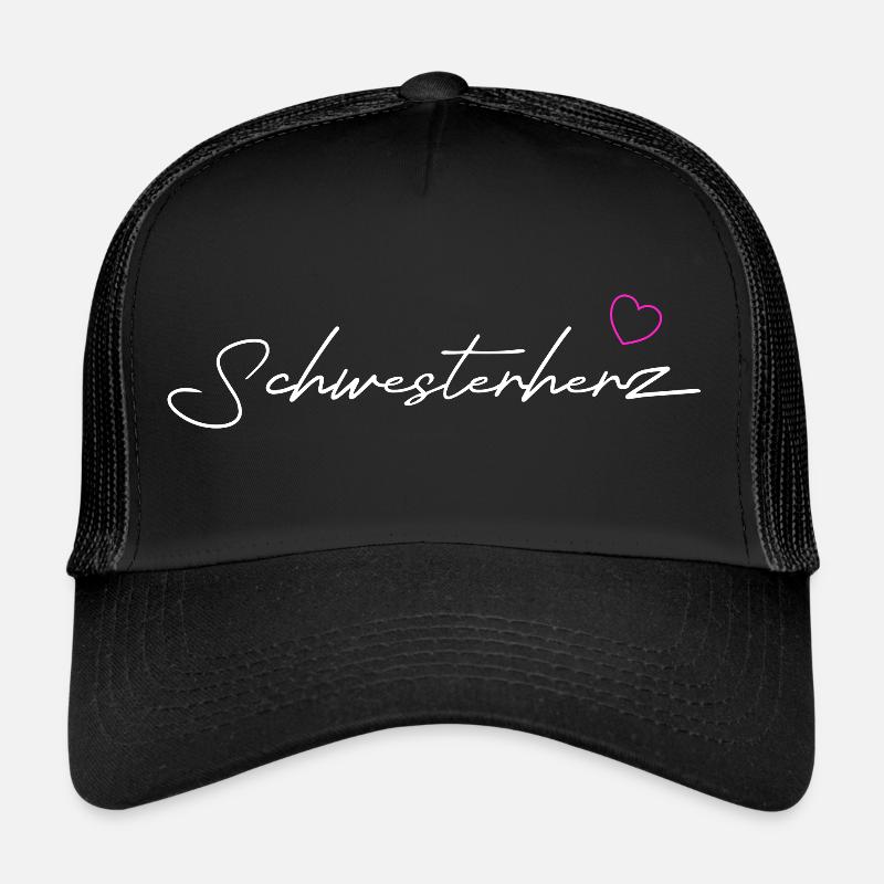 Schwesterherz in white - Trucker Cap - Schwarz/Schwarz