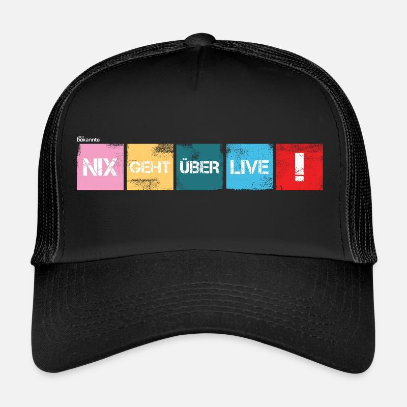 "Nix geht über live!" V2 dunkler Stoff - Trucker Cap - Schwarz/Schwarz