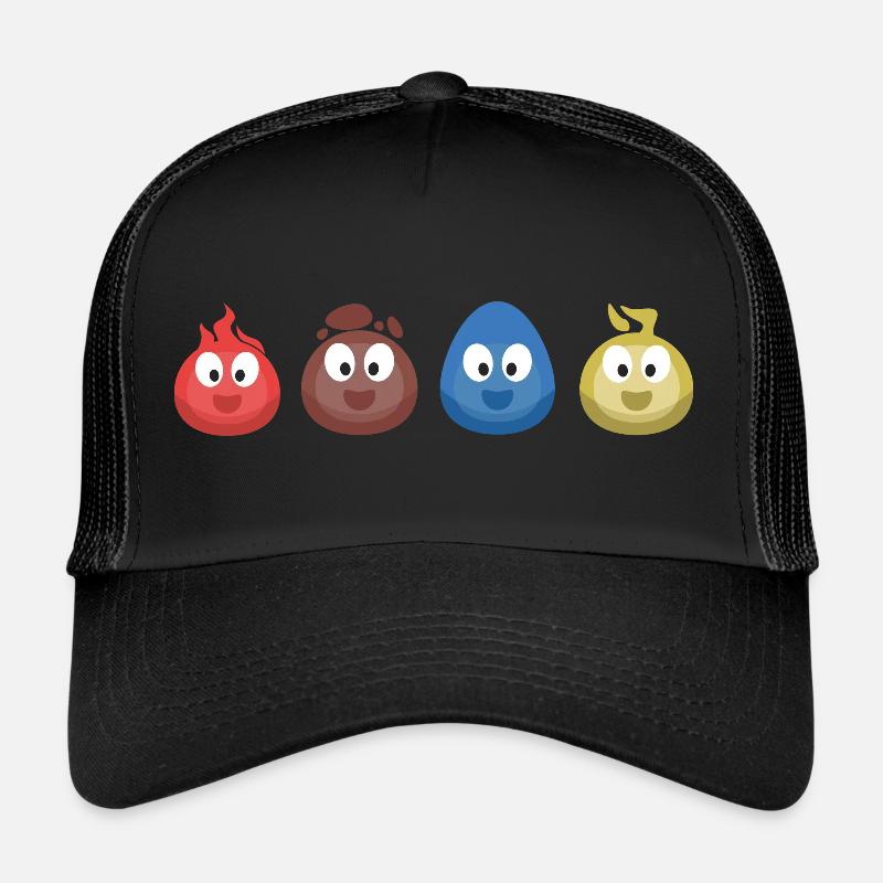 4 éléments (feu, terre, eau, air) (bulle) Casquette trucker 