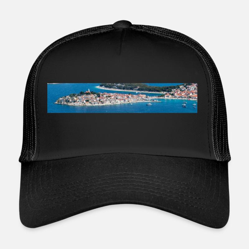 Panoramic view Primošten in the state of Šibenik Trucker Cap