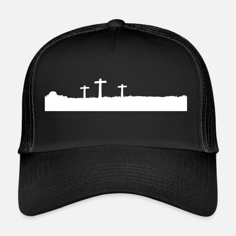 Three Crosses Golgotha Skull Cities Trucker Cap