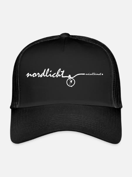 nordlicht. - quer, weiß - Trucker Cap - Schwarz/Schwarz - Vorne