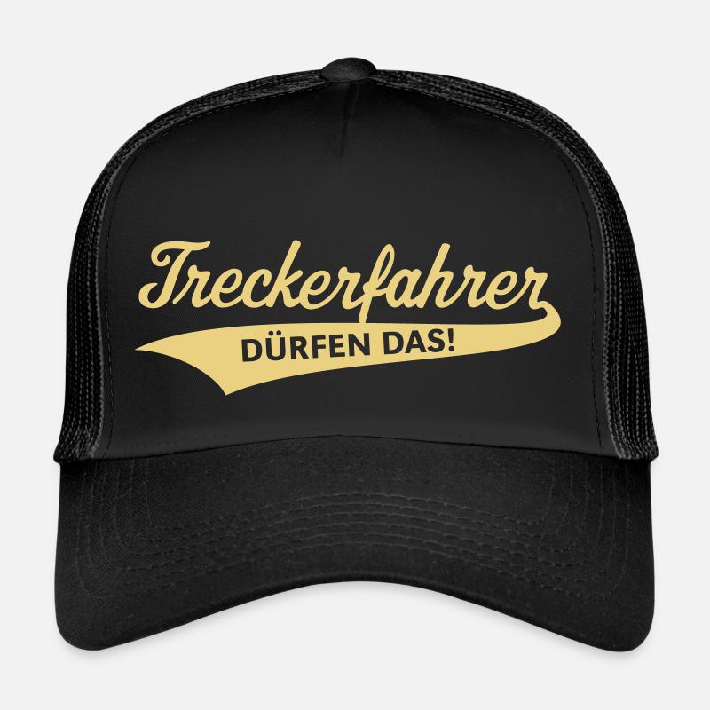 Treckerfahrer Dürfen Das! (Trecker Traktor, V4, B) - Trucker Cap - Schwarz/Schwarz