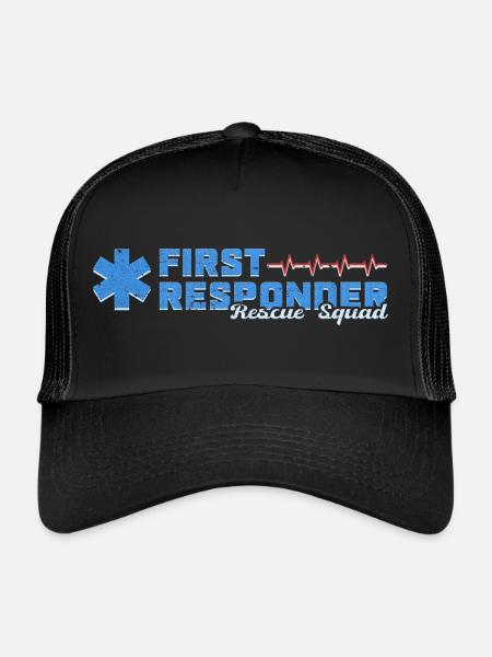 Cool Blue First Responder Rescue Squad Motif - Trucker Cap - black/black - Front