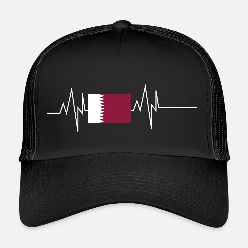 Drapeau du Qatar Heartbeat Casquette trucker 