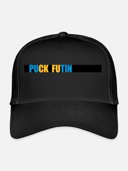 puck futin logo design - Trucker Cap - black/black - Front