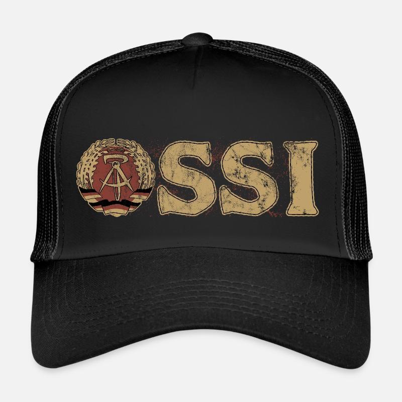 Ossi, DDR, Wappen, Osten, Geschenk - Trucker Cap - Schwarz/Schwarz