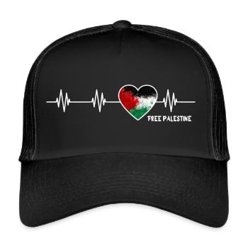 Palestine Heartbeat Palestine Pride Palestine Flag - Trucker Cap - black/black - Front