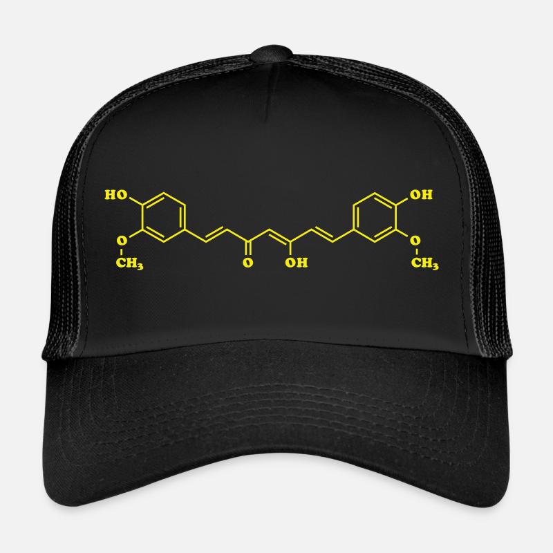 Turmeric Curcumin Molecular Chemical Formula - Trucker Cap - black/black