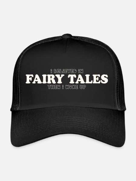 JE CROYAIS AUX CONTES DE FÉES, PUIS JE ME SUIS RÉVEILLÉE - Casquette trucker  - noir/noir - Devant