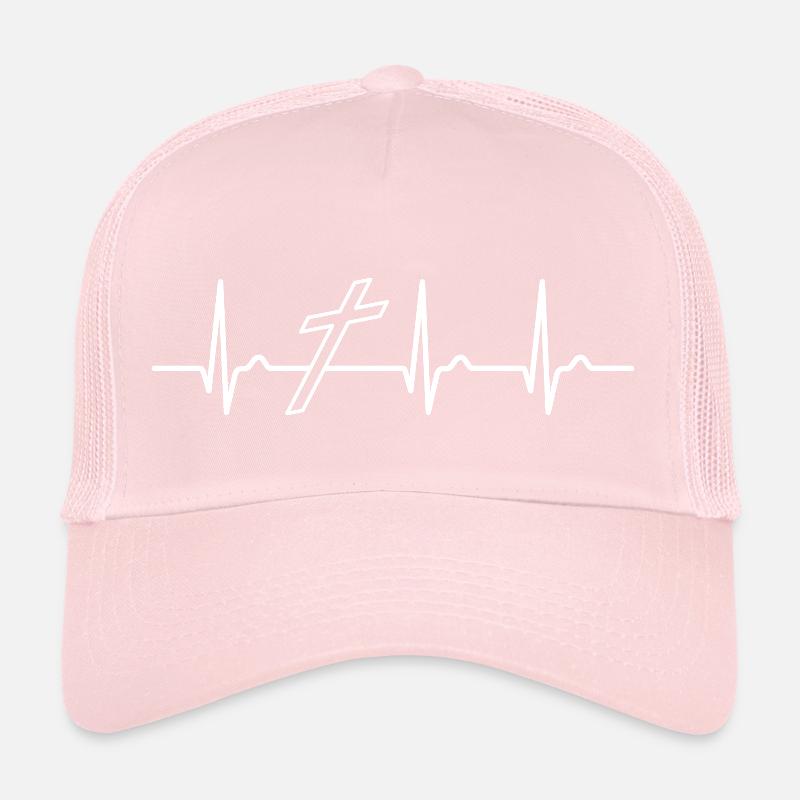 Courbe ECG - Courbe cardiaque - Croix - Jésus Casquette trucker 