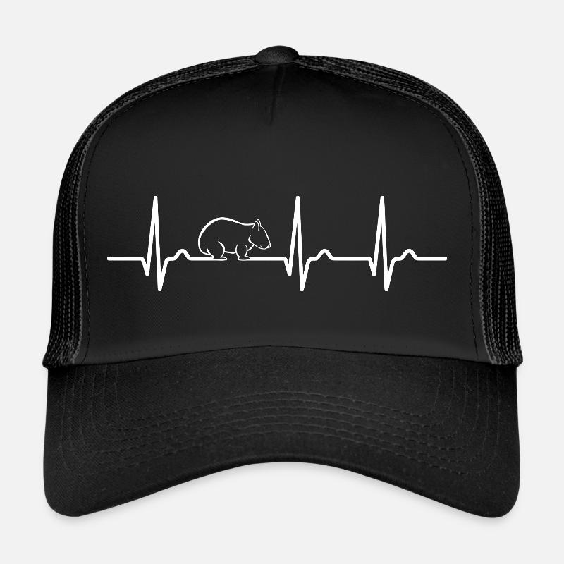 ECG Curve - Heart Curve - Pulse - Wombat - Australia - Trucker Cap - black/black