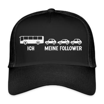 Busfahrer Linienbus Meine Follower Bus - Trucker Cap - Schwarz/Schwarz - Vorne
