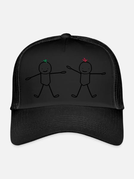 Deux frères enfants (cheveux personnalisables) - Casquette trucker  - noir/noir - Devant