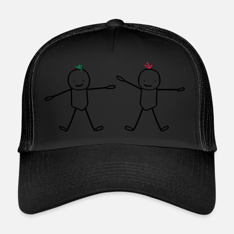 Zwei Kinderbrüder (anpassbare Haare) - Trucker Cap - Schwarz/Schwarz
