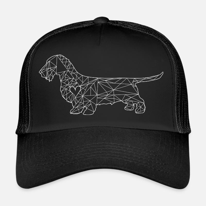 Rough-haired Dachshund line drawing Trucker Cap