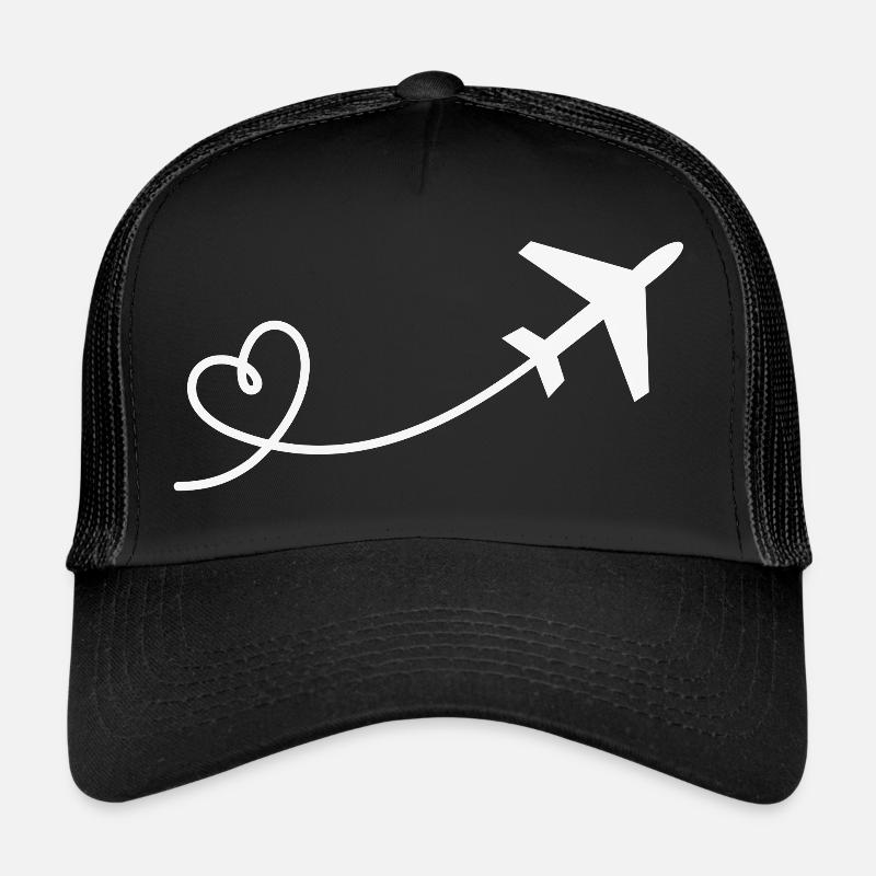 Airplane flyer with heart in white - Trucker Cap - black/black