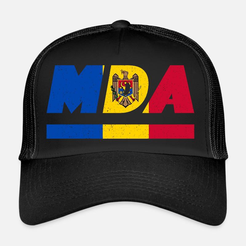 Drapeau de la Moldavie Drapeau de la MDA - Casquette trucker  - noir/noir