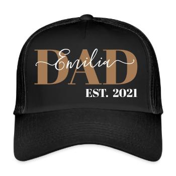 EMILIA - DAD EST. 2021 - DADDY SINCE 2021 - BABY - Trucker Cap - Schwarz/Schwarz - Vorne