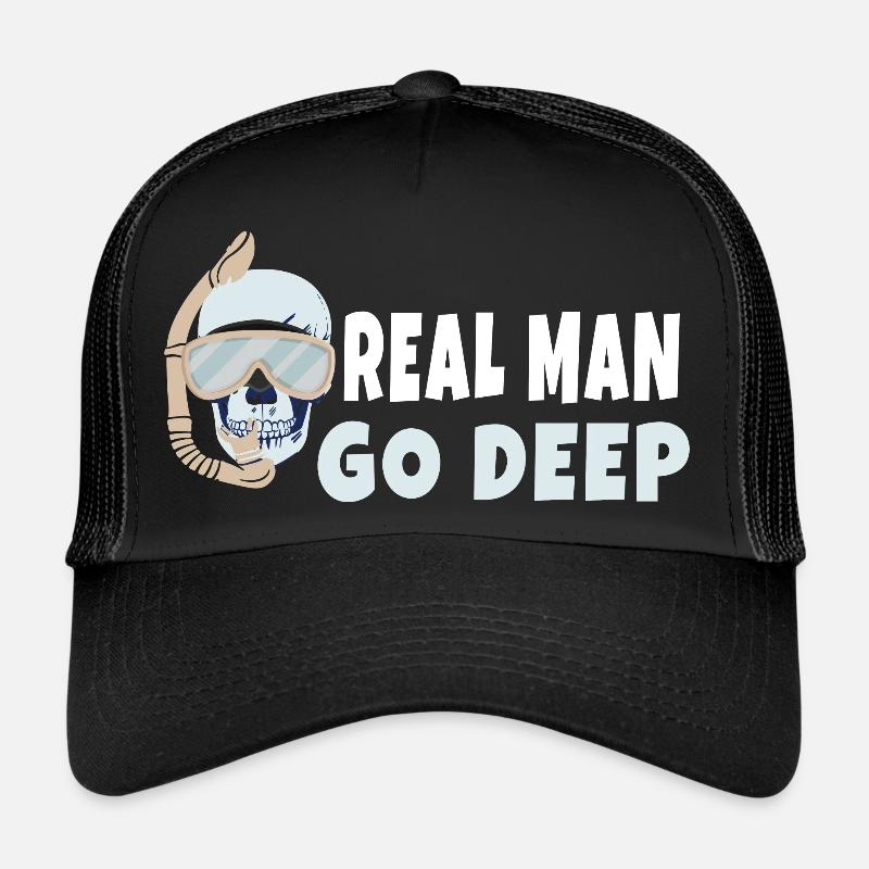 Real Men Go Deep Scuba Diving Diver Trucker Cap