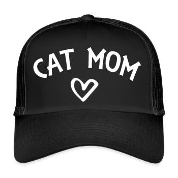 mom of cat mama baby eltern supermom wife boss - Trucker Cap - Schwarz/Schwarz - Vorne