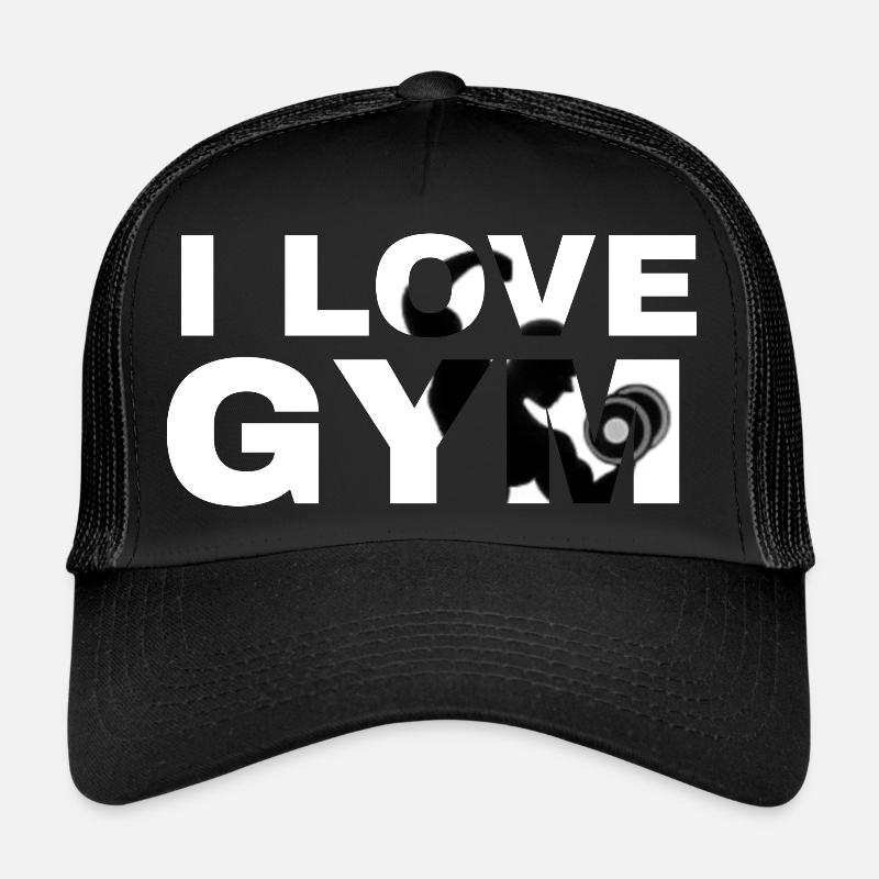 i love gym - Trucker Cap - Schwarz/Schwarz