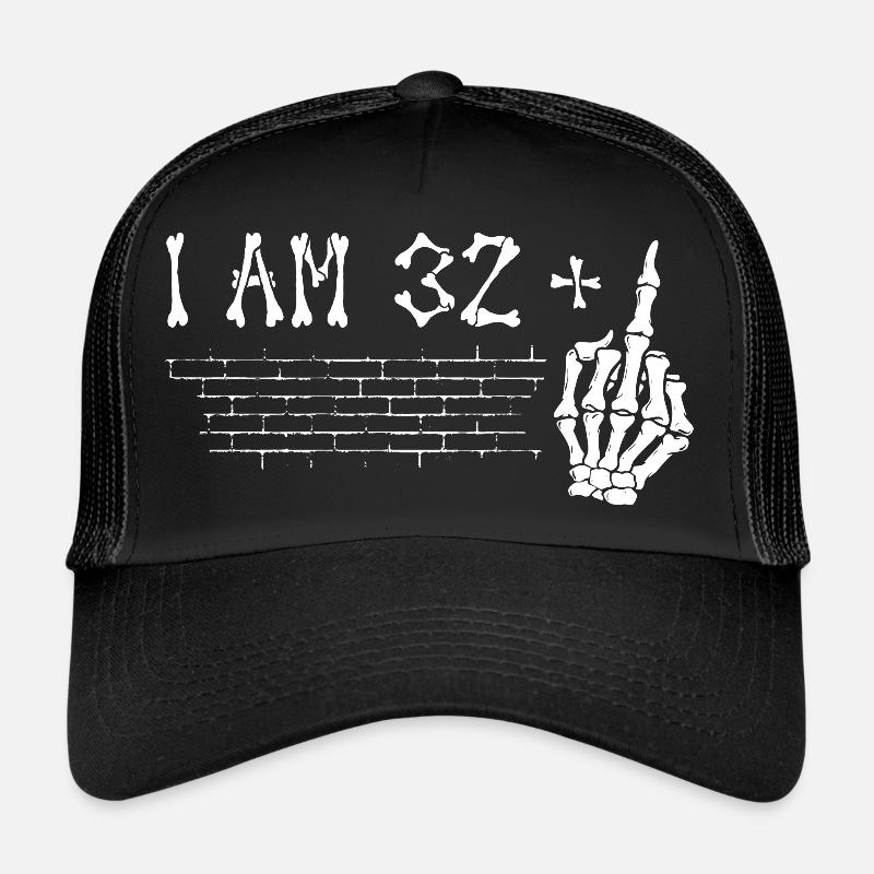 I Am 32 Plus Middle Finger - 33rd Birthday Trucker Cap