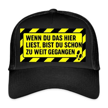 Sticker gegen neugierige Nachbarn - Trucker Cap - Schwarz/Schwarz - Vorne