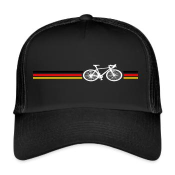 Fahrrad Rennrad Retro Design - Trucker Cap - Schwarz/Schwarz - Vorne