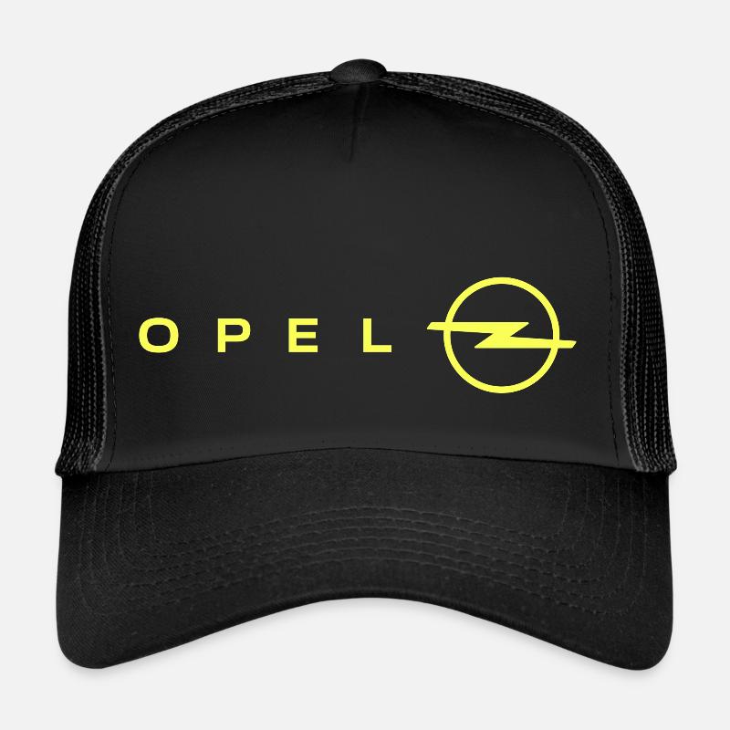 Opel Modernes Logo In Gelb - Trucker Cap - Schwarz/Schwarz