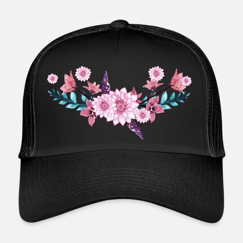 Fleurs - Casquette trucker  - noir/noir