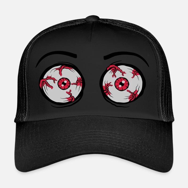 2 crazy scary eyes Trucker Cap
