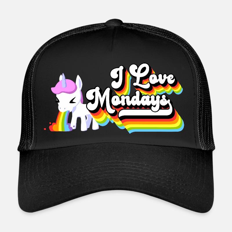I Love Mondays Einhorn - Trucker Cap - Schwarz/Schwarz
