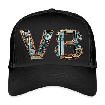V8 - Trucker Cap - Schwarz/Schwarz - Vorne