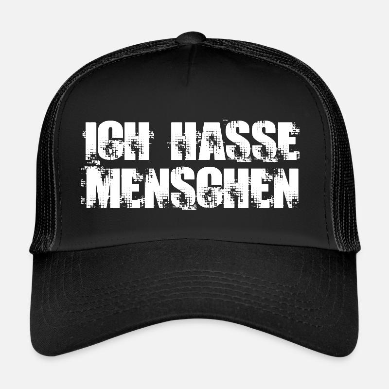 Ich Hasse Menschen - Trucker Cap - Schwarz/Schwarz