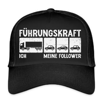 LKW Fahrer Führungskraft Meine Follower Fernfahrer - Trucker Cap - Schwarz/Schwarz - Vorne