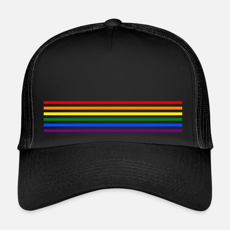 Rayures arc-en-ciel - Casquette trucker  - noir/noir