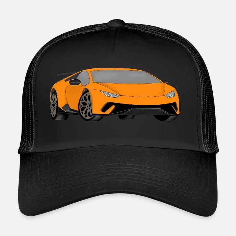 Voiture de sport en orange comme un dessin numérique Casquette trucker 