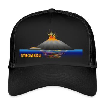 Volcan Stromboli toujours actif - Casquette trucker  - noir/noir - Devant