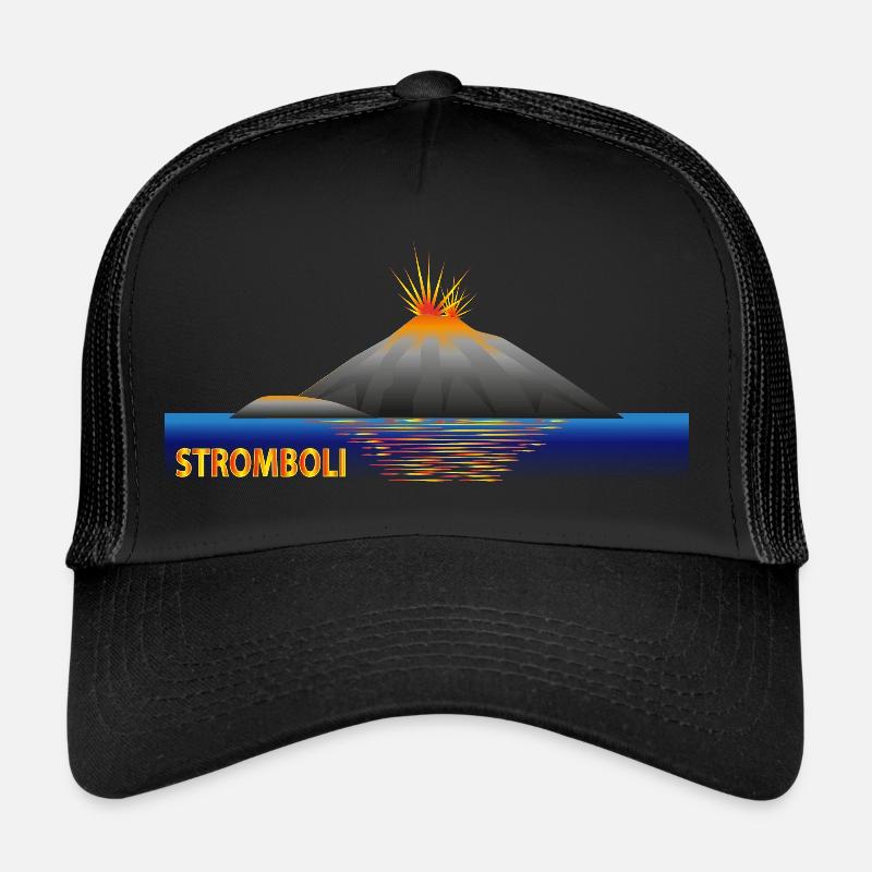 Volcan Stromboli toujours actif Casquette trucker 