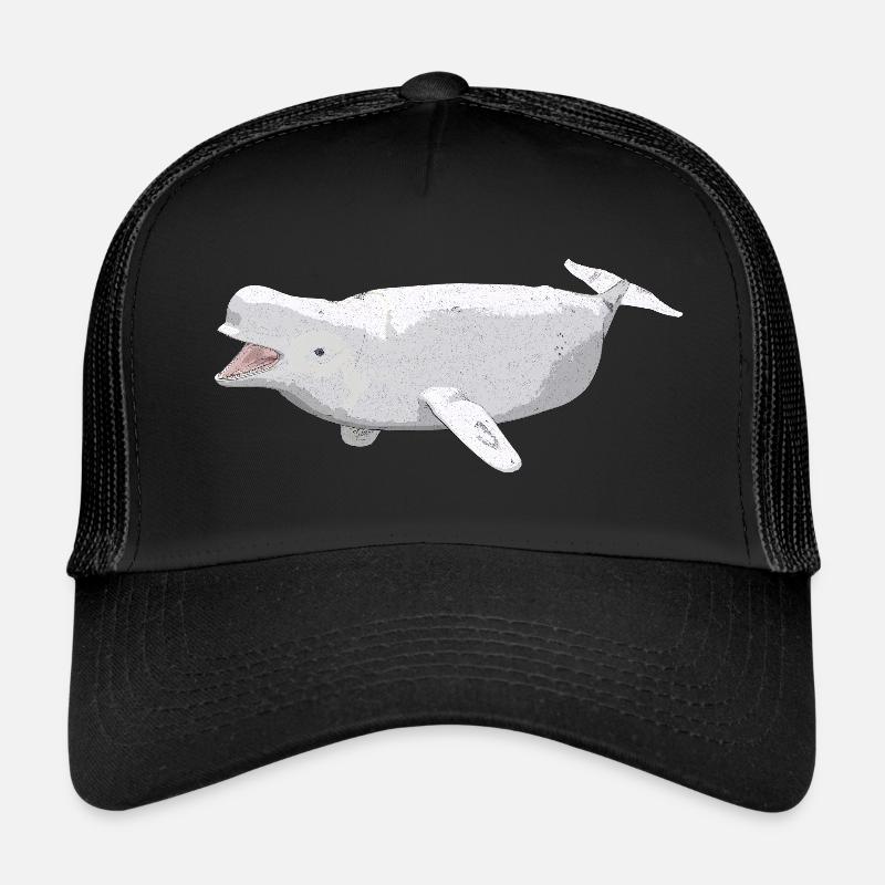Beluga Wal, Geschenk, Geschenkidee - Trucker Cap - Schwarz/Schwarz