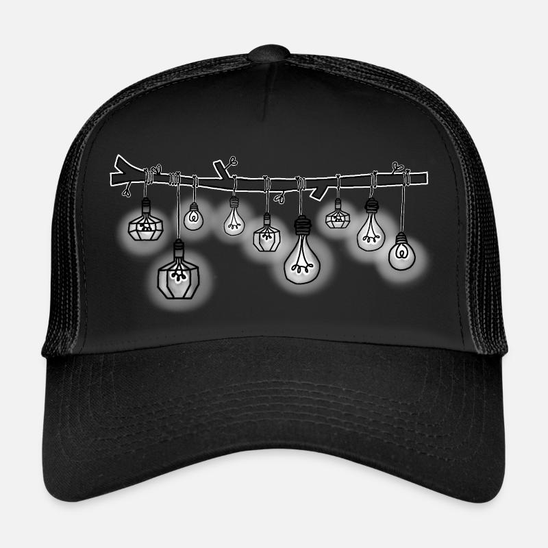 Glühlampen an Ast weiß - Trucker Cap - Schwarz/Schwarz