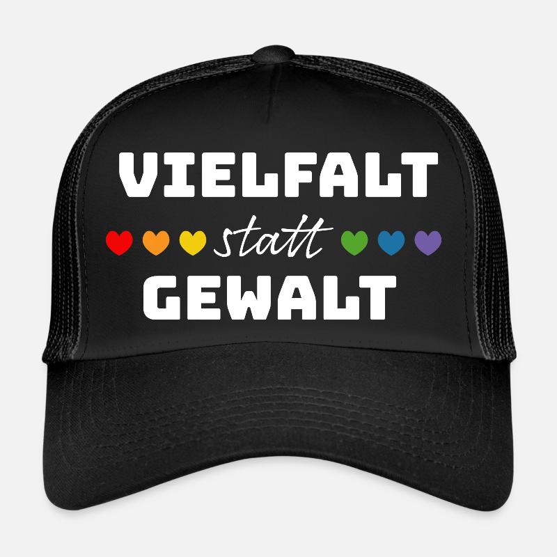 Regenbogenherzchen Vielfalt statt Gewalt weiss Trucker Cap