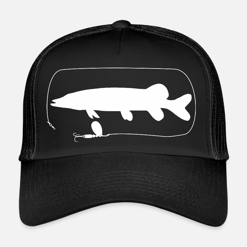 Hecht mit Spinner - Trucker Cap - Schwarz/Schwarz