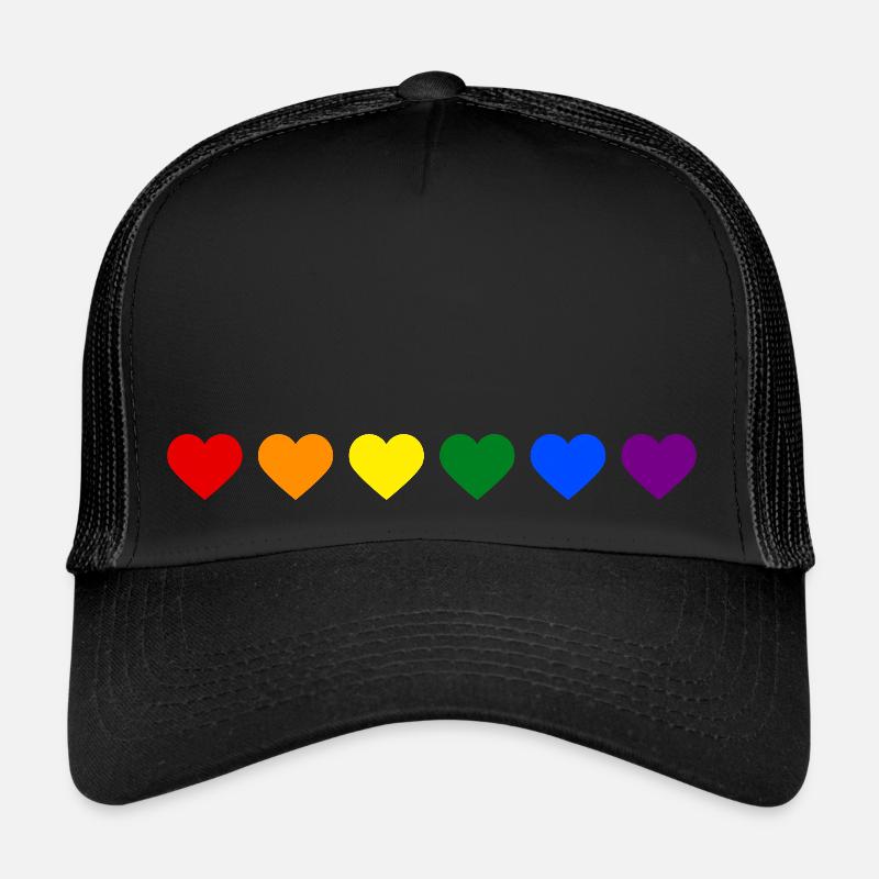 Regenbogenherzen - Trucker Cap - Schwarz/Schwarz
