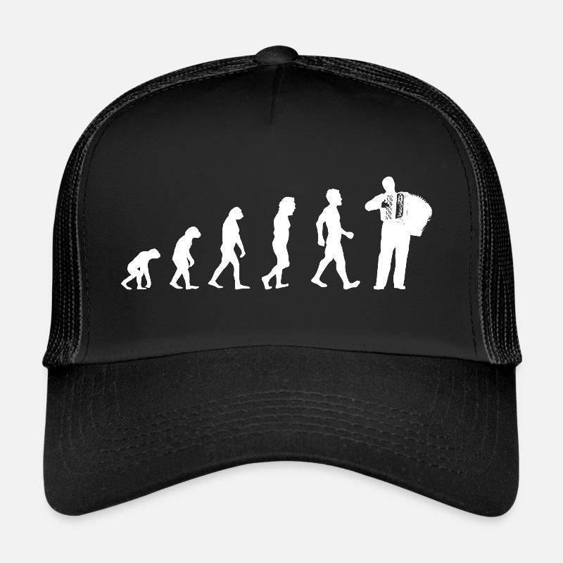 Evolution Ziehorgel Shirt Geschenk Akkordeon - Trucker Cap - Schwarz/Schwarz